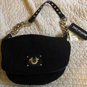 True Religion Black Textured Shoulder Bag